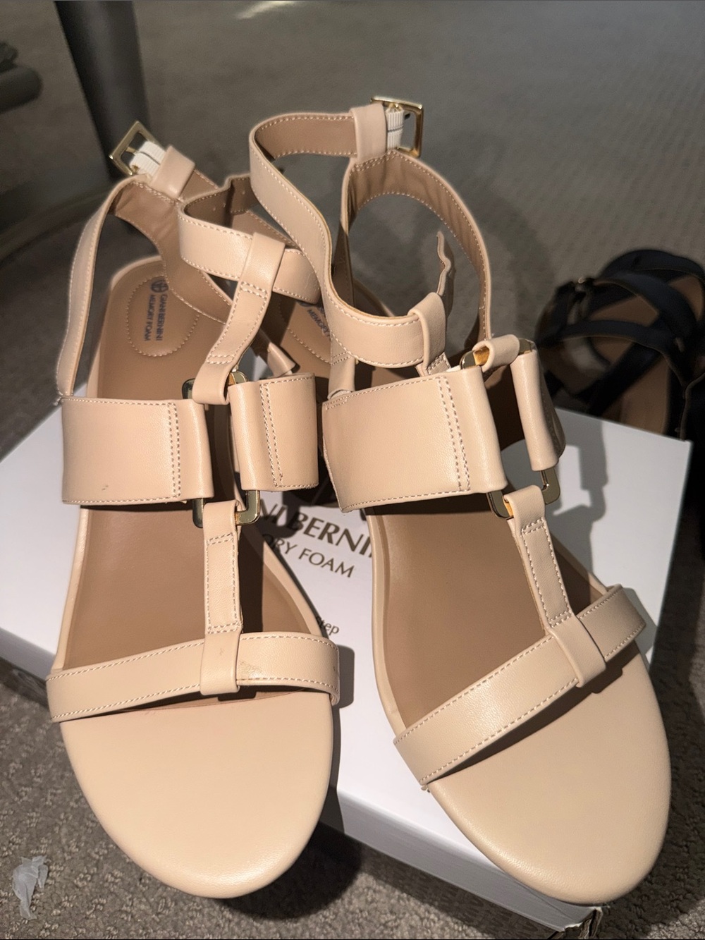 Giani Bernini Nude Beige Strappy Ankle Buckle Sandals